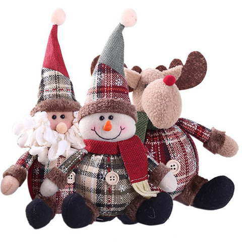 2022 Merry Christmas Tree Ornaments Cartoon Christmas Doll Children Snowflake Plaid Santa Claus Elk Doll for Home New Year Gifts ► Photo 1/6