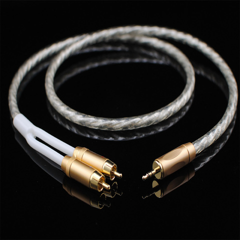 Original MCA Audio cable Stereo 3.5mm to 2RCA Silver Plated Hi-Fi - for MP3 CD DVD TV PC Audiophile cable Free Shipping ► Photo 1/6