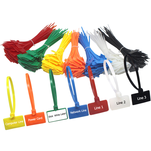 100pcs Easy mark 4*150mm Nylon Cable Ties tag labels Plastic loop Ties markers Cable Tag self-locking Zip Ties ► Photo 1/5