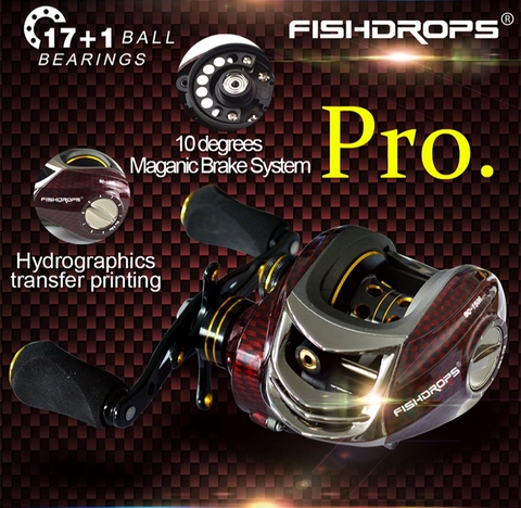 Fishdrops Baitcasting Reels Casting Reel Fishing Left Hand or Right Hand Magnetic Brake System 17+1BB Fishing Coil Pesca ► Photo 1/6