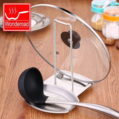 Pan Cover Bracket Spoon Rest Spatula Holder Metal Stand Pot Lid Shelf Kitchen Accessories Cooking Support Rack ► Photo 1/5