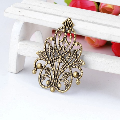 Free shipping Retail 5Pcs Bronze Tone Filigree Wraps Flower Connectors Metal Crafts Gift Decoration DIY Findings 4.8x3.5cm F0334 ► Photo 1/2