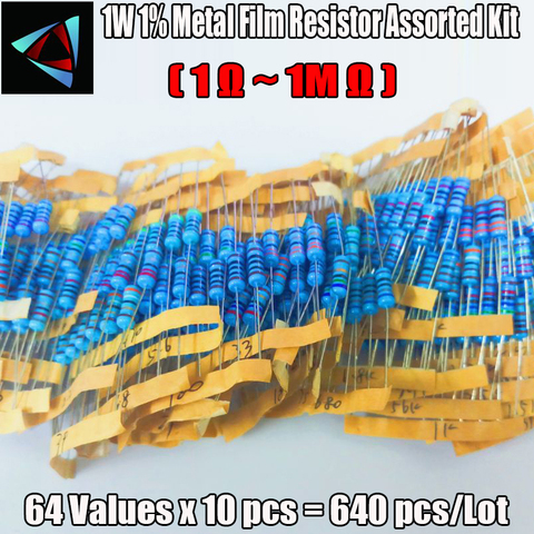 640Pcs 1W 1% 64values 1ohm~2.2M Resistance Metal Film Resistor Assortment Kit Convenient Production ► Photo 1/1