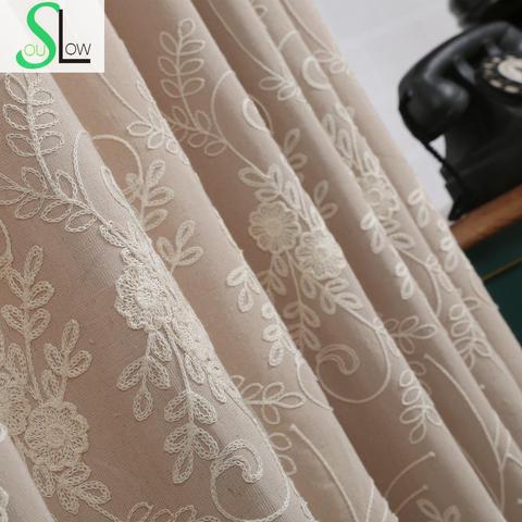 Daohuaxiang Stereo Embroidery Curtain Cotton FloralCurtains Cortinas For Living Room Bedroom Modern Tulle Kitchen Sheer ► Photo 1/6