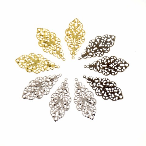 Free shipping 20Pcs Antique Bronze/ Gold/Silver Color Leaf Filigree Wraps Connectors Metal Crafts Gift Decoration DIY 43x20mm ► Photo 1/4