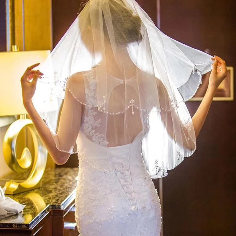 Wedding Accessories Short Simple Wedding Veil White Ivory Two Layer Bridal Veil