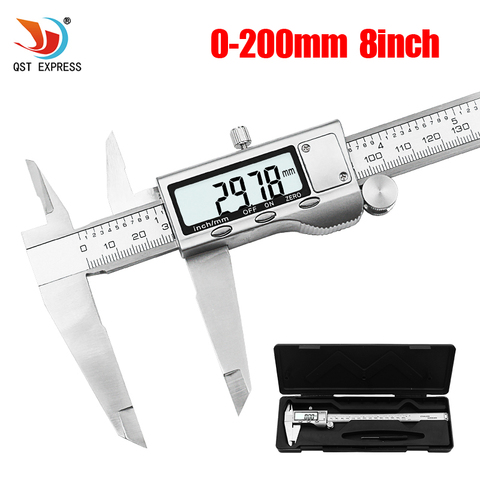 0-200mm 8inch Stainless steel Electronic Vernier Caliper LCD Electronic Digital Gauge Stainless+box ► Photo 1/6