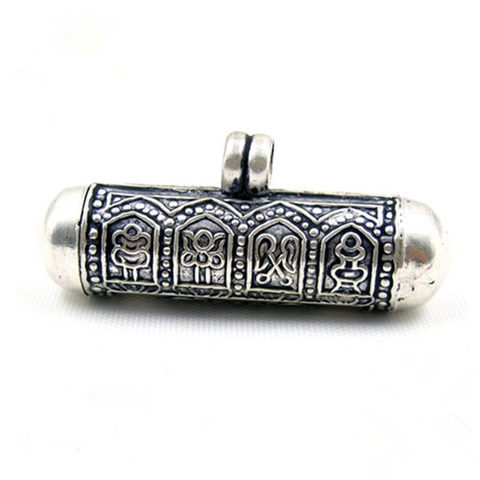  Tibetan 925 sterling silver Prayer box Pendants Tibet Lovely Cylinder Amulets Lockets Eight Auspicious GAU T9018 ► Photo 1/4