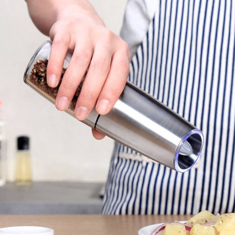 Gravity Electric Salt And Pepper Grinder, Automatic Mill Grinder Battery  With Led Light Adjustable Coarseness One Hand Operation - Mills - AliExpress