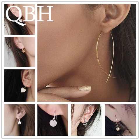 New Fashion Sexy Tiny Triangle Round Coin Drop Earrings for Women Cheap Jewelry Star Leaf Dangle Brincos LOVE Hear Ball Boucles ► Photo 1/6