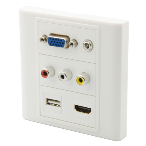 vga, hdmi 3.5mm audio, USB, 3RCA AV wall plate with back female to female connector support customer design ► Photo 1/4