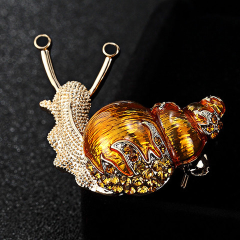 Enamel Orange Snails Brooches Austrian Crystal Insect Brooch Bijouterie Women Vintage Broaches Hijab Pins Bijoux ► Photo 1/6