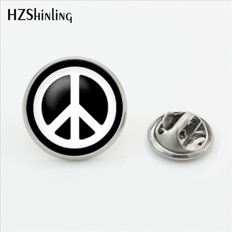 2017 New Arrival Peace Symbol Collar Pin Brooch Round Hippie Peace Sign Bus Lapel Pins Butterfly Stainless Steel Clasp Pin ► Photo 1/5