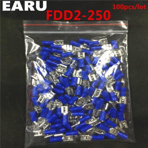 FDD2-250 Female Insulated Electrical Crimp Terminal for 1.5-2.5mm2 Connectors Cable Wire Connector 100PCS/Pack FDD2.5-250 FDD ► Photo 1/2