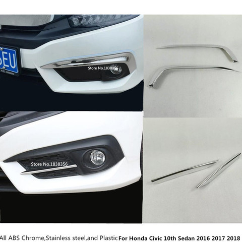 Hot Car head front fog Eyebrows/trim light lamp frame stick ABS Chrome cover 2pcs For Honda Civic 10th Sedan 2016 2017 2022 ► Photo 1/6