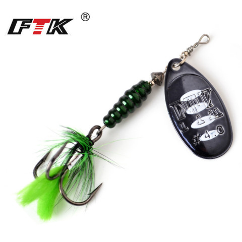FTK 1pc Metal Fishing Lure 8.5g 13g 15g Spoon Lures Spinner Bait Bass Hard Bait With Feather Treble Hooks Pike Fishing Tackle ► Photo 1/6