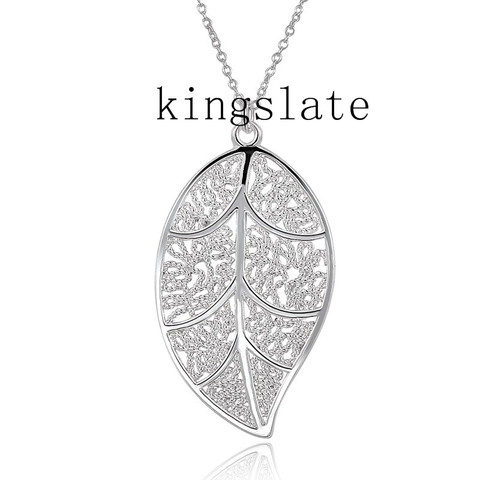 P187 Promotions Free shipping Beautiful fashion Elegant silver colorcharm LEAF leave retro pendant Necklace jewelry ► Photo 1/4