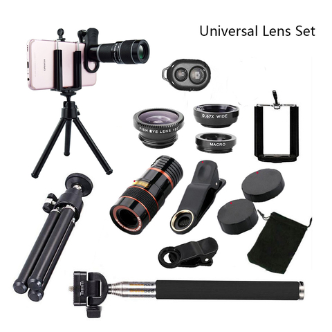 All in 1 Accessories Phone Camera Lens Top Travel Kit For iPhone 8 X 7 6 Plus Samsung galaxy S9 HTC for XIAOMI HUAWEI cellphones ► Photo 1/6