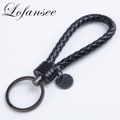 Lofansee 2017 New Arrival Unisex Braided Leather Rope Handmade Waven Keychain Zinc Alloy Key Chain Car Key Ring ► Photo 1/6