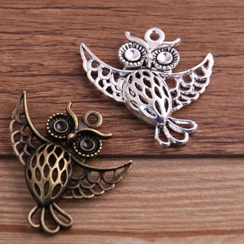  6PCS 36*36mm Animal Charm Big Owl Pendant Two Color DIY Retro Jewelry Bracelet Necklace Charms Pendant ► Photo 1/6