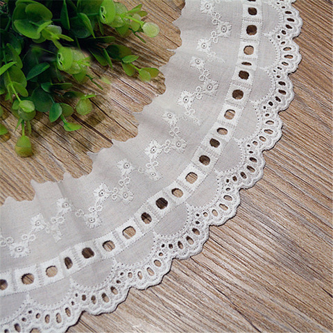 Off-white Cotton 100% Cloth Hollow out Embroidery Lace Trim DIY Lace Fabric Width 8cm 5Yds/lot ► Photo 1/4