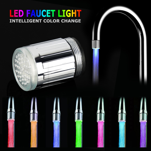 7 Colors Changing Glow LED Tap Light Water Stream Faucet Bathroom Kitchen Lamp Temperature-controlled Led Faucet No need battery ► Photo 1/6