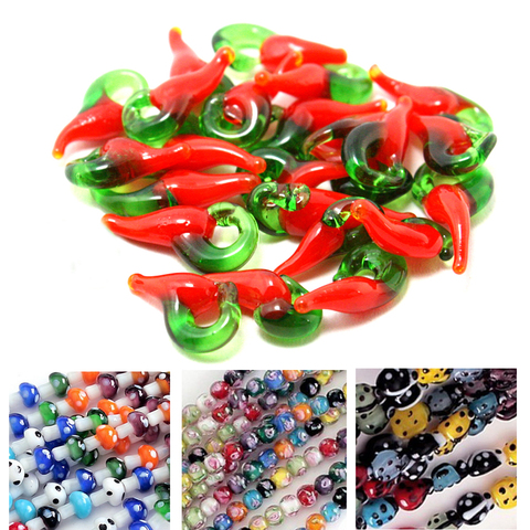 10x13mm Mixed Random Colors Lampwork Glass Mushroom Beads Fit Beading  80pcs/lot - AliExpress