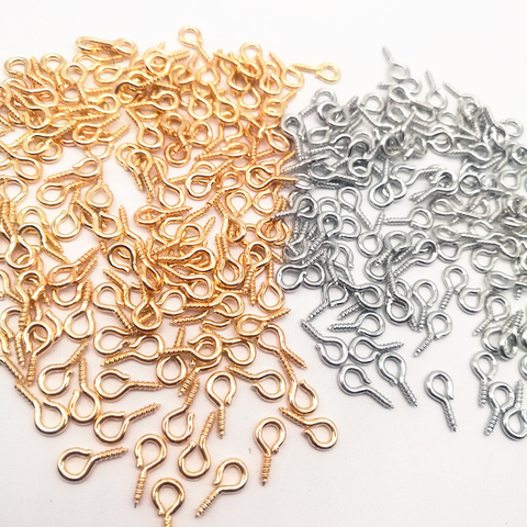 100 Pcs 8/10mm Eye Hook Screw Pins Gold/Silver Plated Clasp DIY Jewelry Finding ► Photo 1/3
