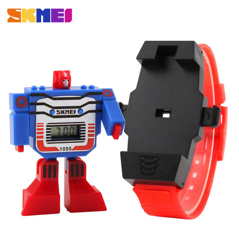 SKMEI Fashion Digital Children Watch Date Cartoon  Kids Sports Watches Relogio Robot Transformation Boys Wristwatches 1095 ► Photo 1/6