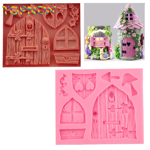 Hot 3D Cartoon Art Fairy House Wooden Doors and Windows Shape Silicone Fondant Mould Cake Decorating Tools Chocolate Mold C3046 ► Photo 1/5