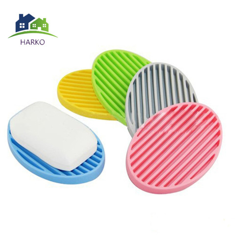Fashion Soap Holder Container Dish Fashion Silicone Flexible Soap Dish Plate Bathroom Soap Holder 4 Colors ► Photo 1/6