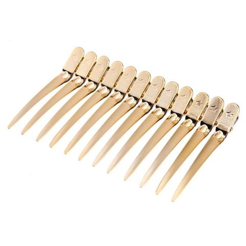 12 PCS Hair Clips Hairdressing Gold Black Section Clamps Metal Pro Hairdressing Hairpins Cutting Salon Hair Styling Tools ► Photo 1/6