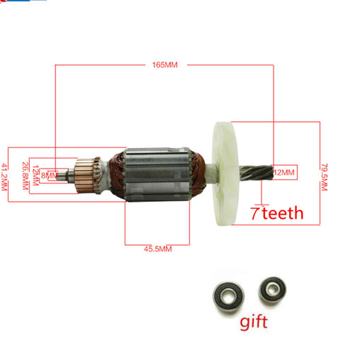 AC220-240V 7 Teeth Motor Armature Engine 516148-3 516149-1 Replacement for MAKITA  HM0810 HM0810B HM0810T  0811 0810 0842 0840 ► Photo 1/5