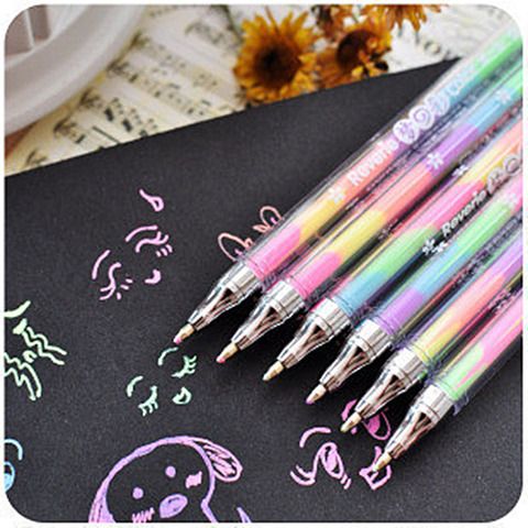 Kawaii Photo Ablum Pen 6 Colors in 1 Watercolor Gel Pen Water Chalk Pen For Photo Albums DIY Diary Scrapbooking Home Decorations ► Photo 1/6