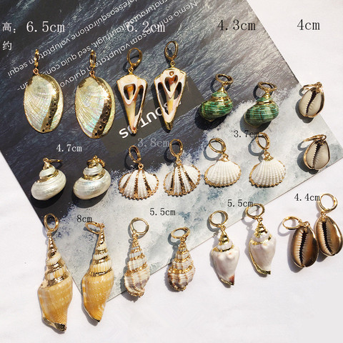 JCYMONG 12 Models Natural Shell Drop Earrings Gold Color Geometric Earrings For Women Bohemian Sea Ocaen Style Earrings Jewelry ► Photo 1/5