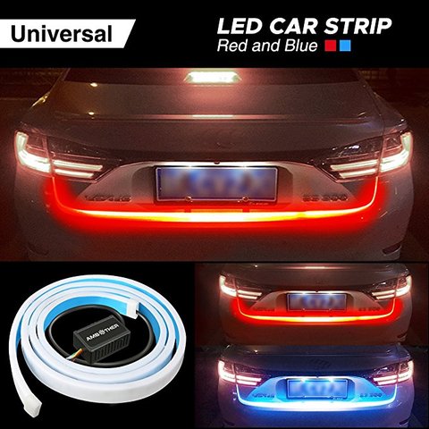 Yellow/Red/Ice blue/White flowing Rear LED Trunk dynamic turn signal light strip flexible Tailgate luggage led warnning light ► Photo 1/6