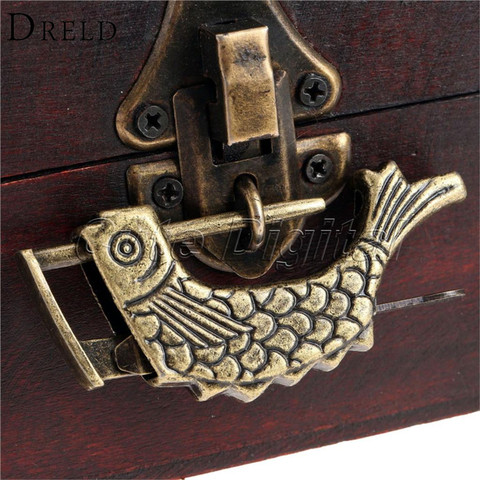 Antique Bronze Alloy Antique Chinese Old Wooden Box Lock Jewelry Chest Box Lock Padlock for Suitcase Drawer Cabinet 60x9x31mm ► Photo 1/1