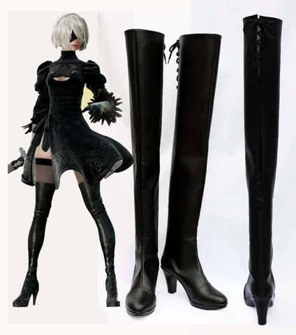 2017 New Game NieR:Automata 2B YoRHa Cosplay Shoes Anime Boots ► Photo 1/4