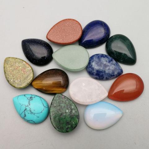 Wholesale fashion 25x18mm assorted natural stone beads teardrop CAB CABOCHON for jewelry accessories Free shipping 12pcs/lot ► Photo 1/3
