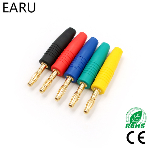 4pcs New 4mm Plugs Gold Plated Musical Speaker Cable Wire Pin Banana Plug Connectors Socket Red Black Blue Green Yellow ► Photo 1/6