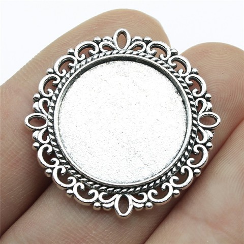 5pcs 20mm Inner Size Round Antique Silver Color Simple Zinc Alloy Cameo Cabochon Base Setting Charms Pendant DIY ► Photo 1/4
