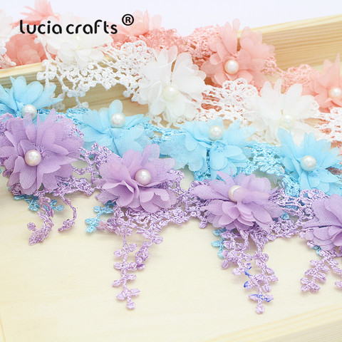 Lucia crafts  1yards/lot 7cm Flower Embroidery Lace Trim  Fabric   DIY   Handmade  Garment  Lace Materials  Accessories N0502 ► Photo 1/5