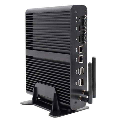 Newest 2*RS232COM Fanless Mini PC Intel Core i7 5500U 4500U 1000Mb windows10 2*HDMI SPDIF Dual LAN HTPC Industrial PC ► Photo 1/4