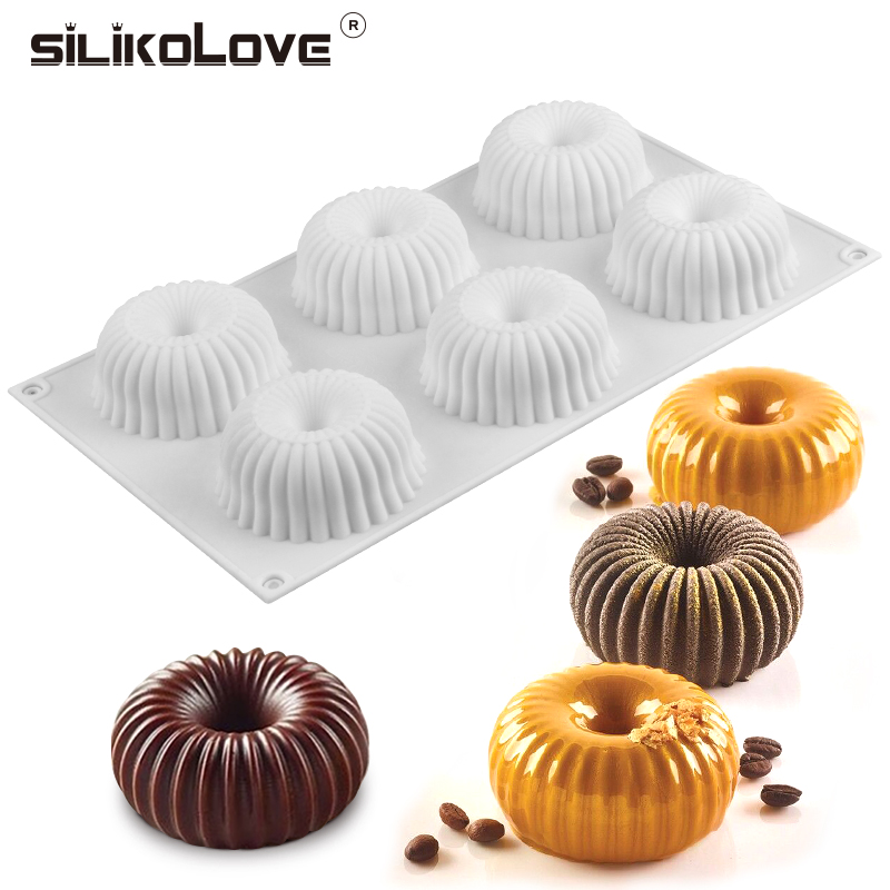 3D Pumpkin Silicone Cake Mold 6 Cavity Mousse DIY Dessert Chocolate Mould 