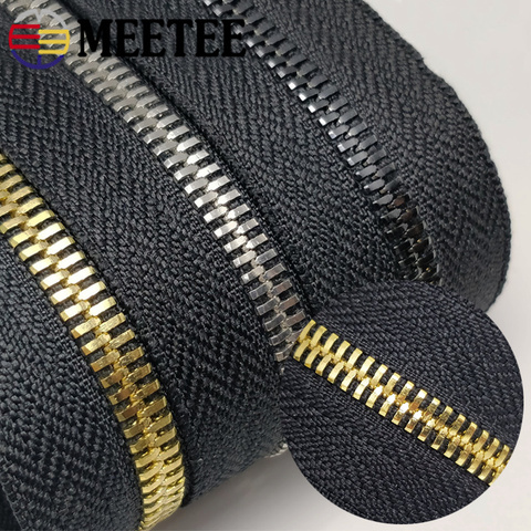 4Meters Meetee 5# Metal Zipper Without Slider Double Pull Garment Luggage DIY Zip Sewing Crafts Clothing Bags Accessories ZA201 ► Photo 1/5