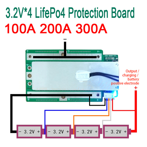 4S 100A 200A 300A 3.2V LifePo4 Lithium Iron Phosphate Protection Board 12.8V High Current Inverter BMS PCM Motorcycle car start ► Photo 1/6