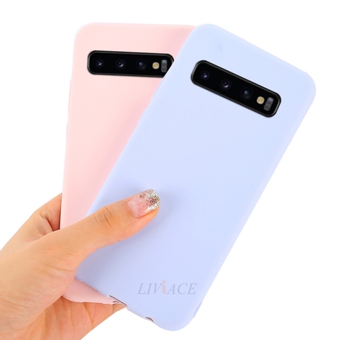Candy color silicone phone case on for samsung galaxy s10 5G s10e s10 plus s9 s8 s7 edge Note 8 Note 9 soft tpu back cover coque ► Photo 1/6