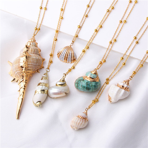 Boho Conch Shell Necklace Sea Beach Shell Chain Pendant Necklace For Women Collier Femme Shell Cowrie Summer Jewelry Bohemian ► Photo 1/6