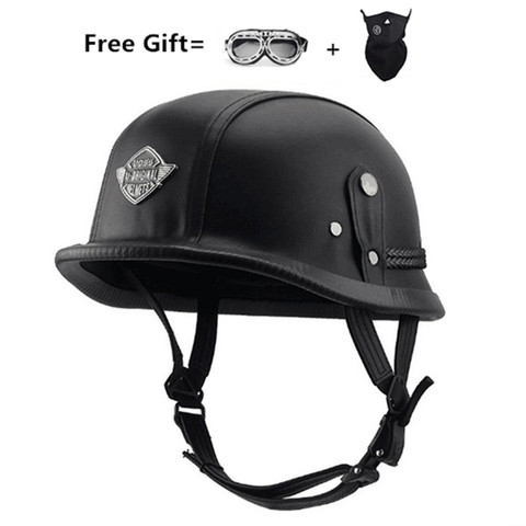 HOT SELL Adult vintage Open Face Half Leather Helmet Moto Motorcycle Helmets Motorcycle Motorbike Vespa M XL with two gift ► Photo 1/6