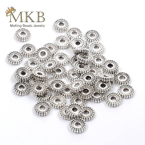 Wholesale 100pcs Metal Spacer Beads 6mm Tibetan Silver Spacer Round Beads for Jewelry Making Findings Fit Diy Bracelet Necklace ► Photo 1/3